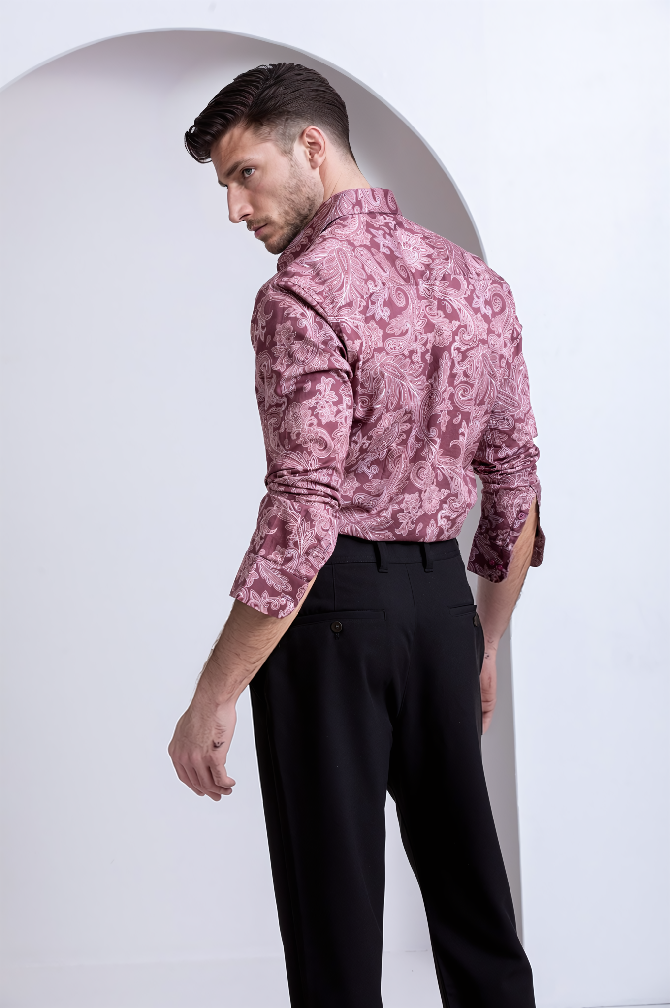 Burgundy Paisley Printed Shirt