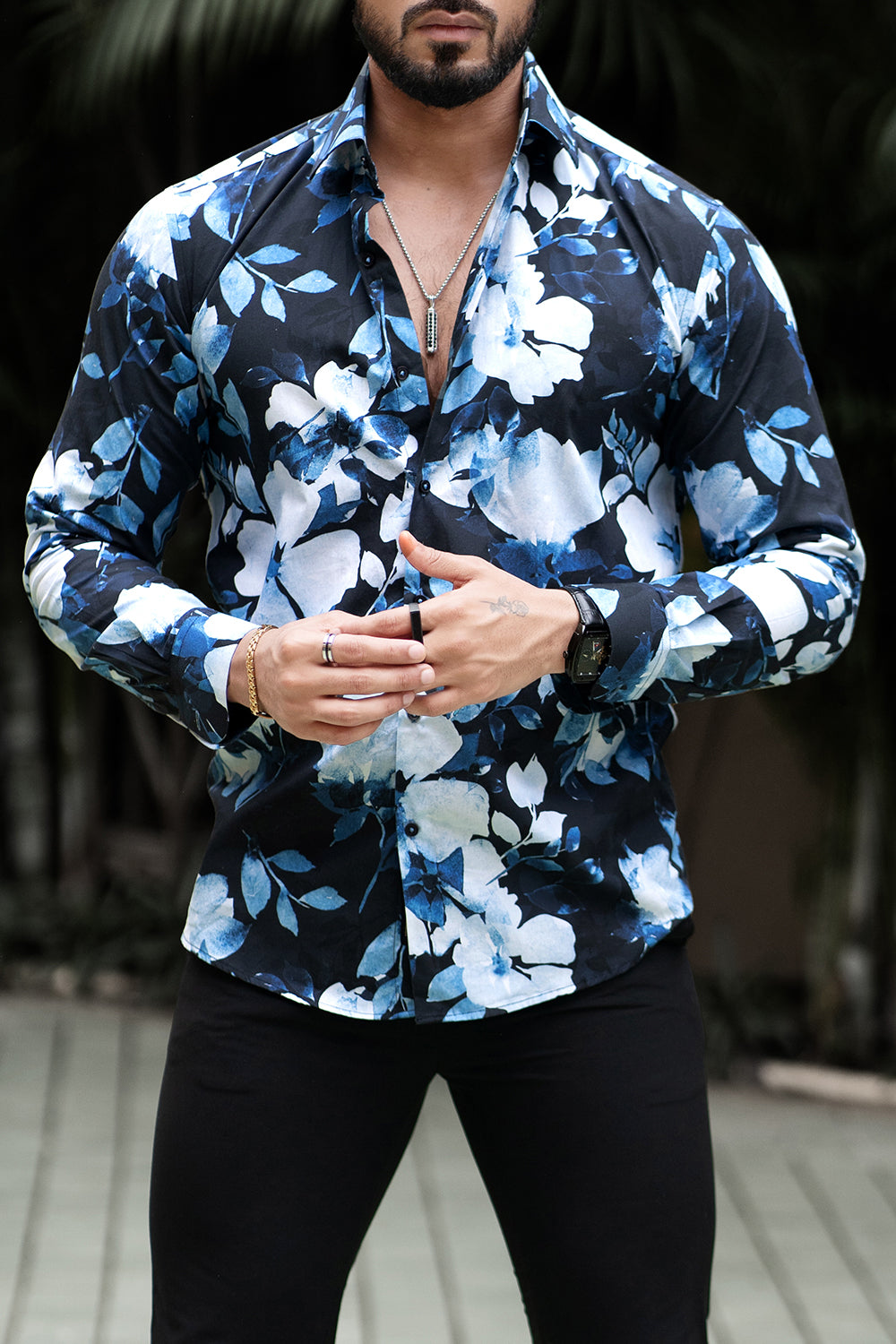 Deep Blue Floral Shirt