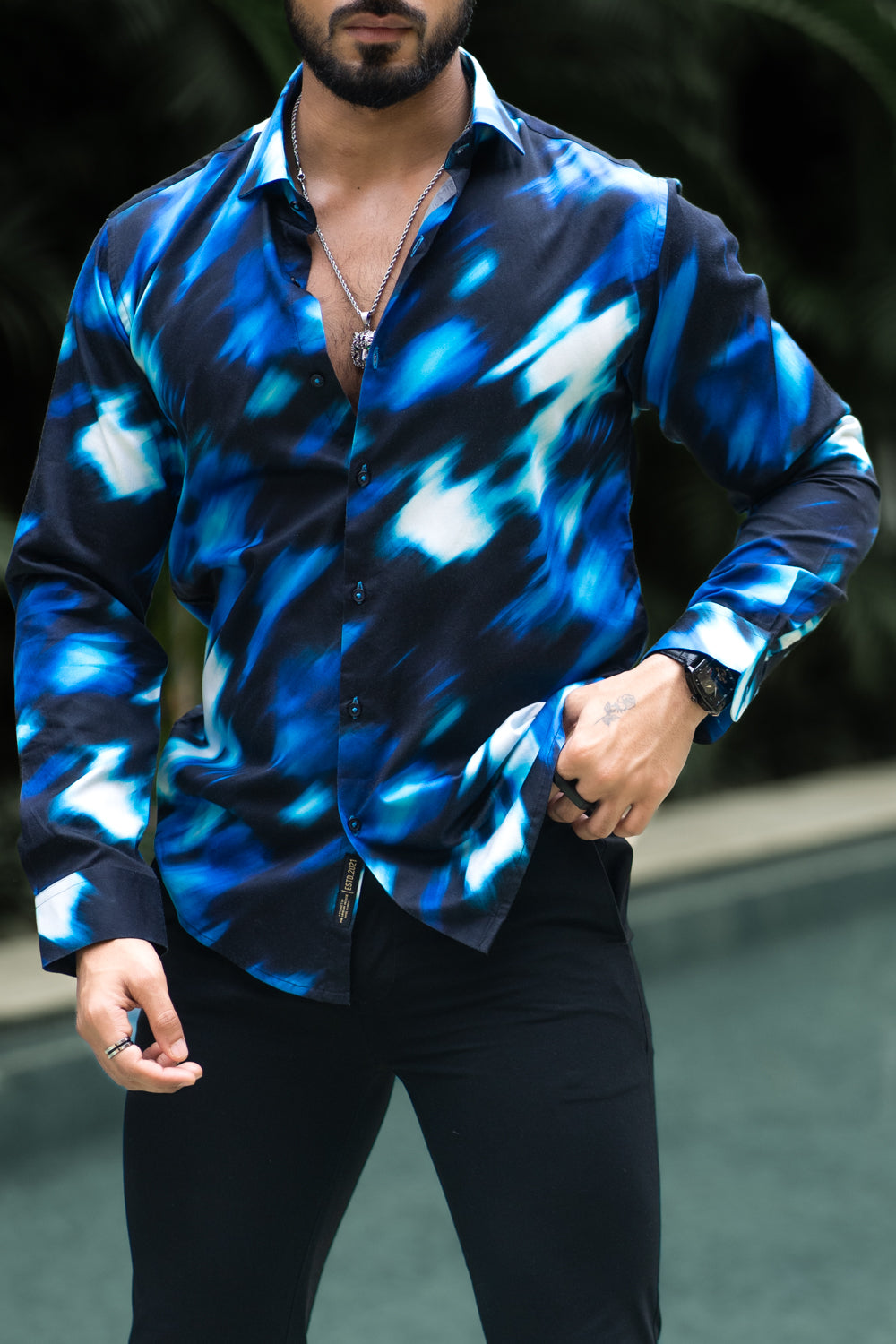 Electric Blue Printed Shirt