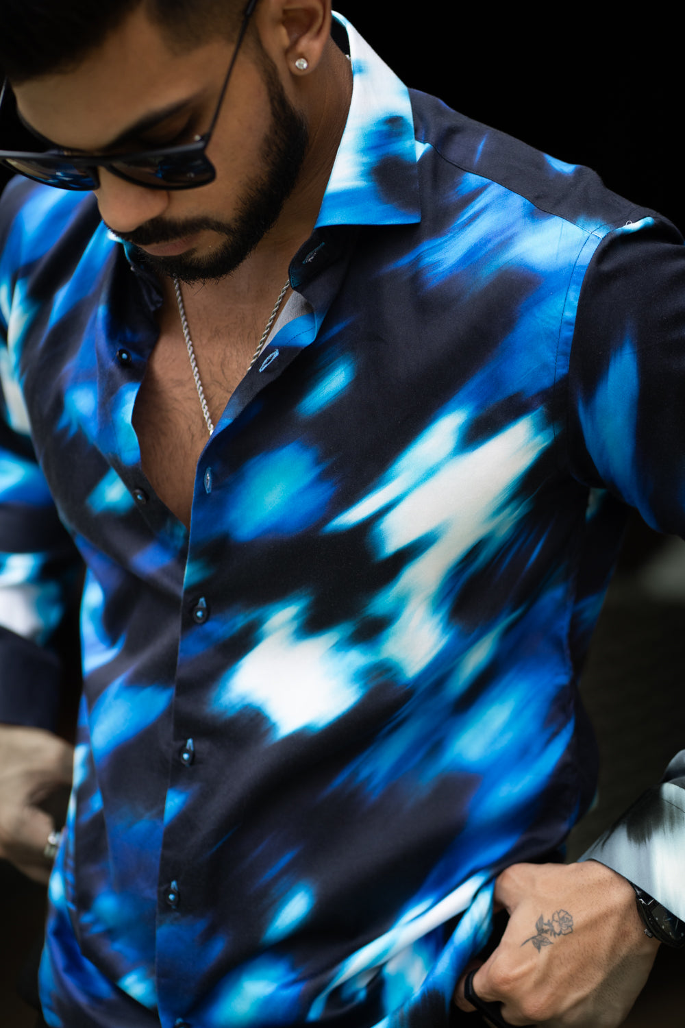 Electric Blue Printed Shirt