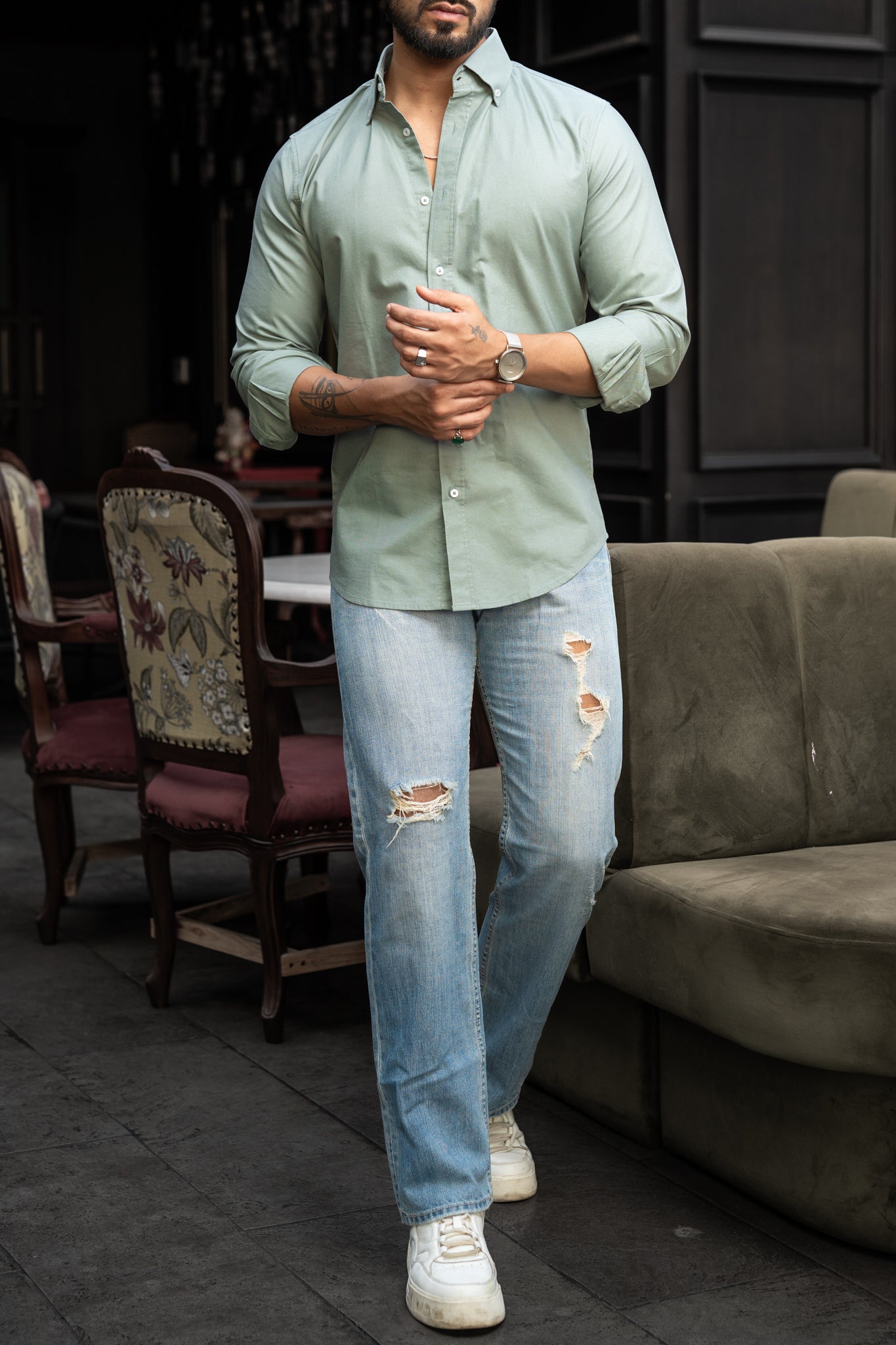 Sage Buttondown Oxford Shirt