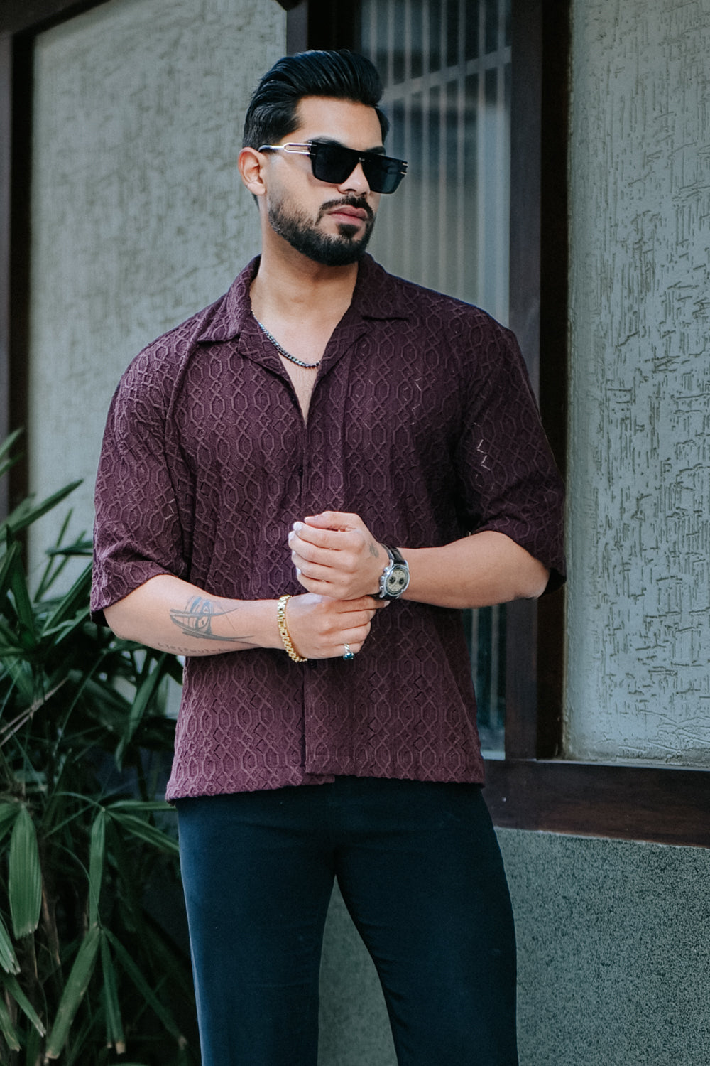 Wine Designer Shirt - Knitted