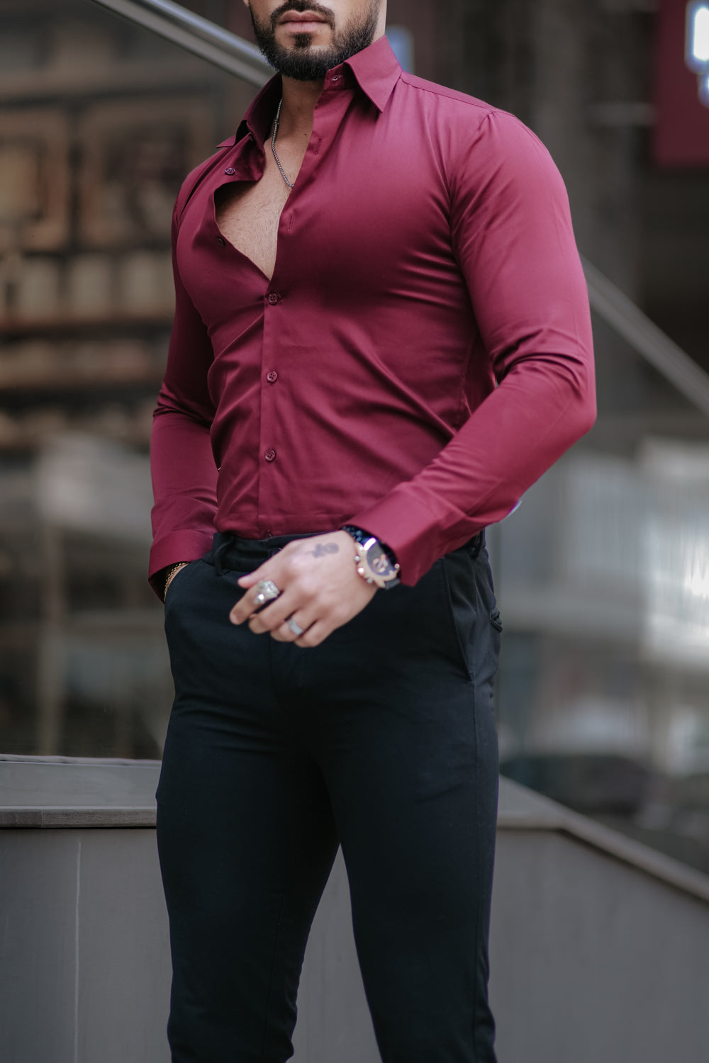 Classic Maroon - Cotton Satin Shirt