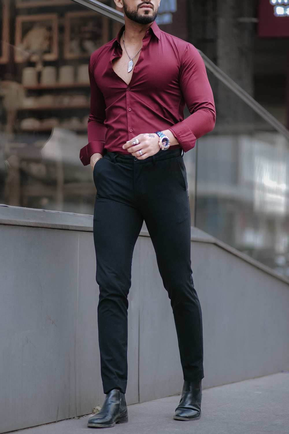 Classic Maroon - Cotton Satin Shirt