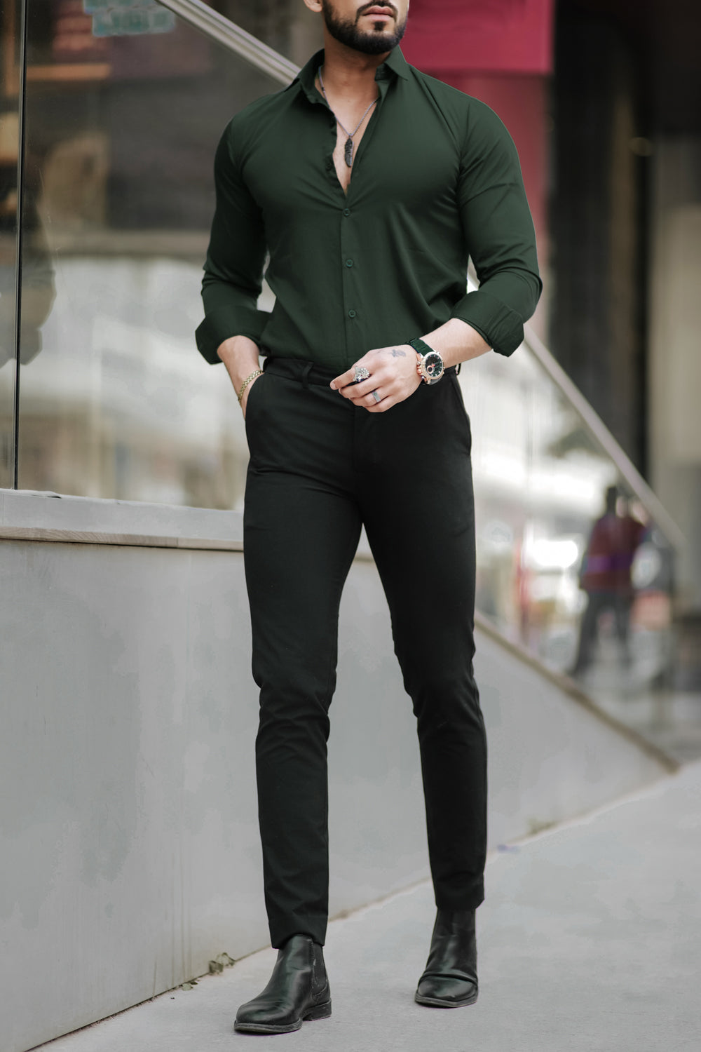 Classic Pine Green - Cotton Satin Shirt