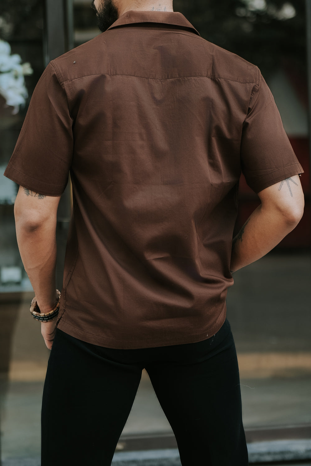 Oversized Cotton Shirt - Brown